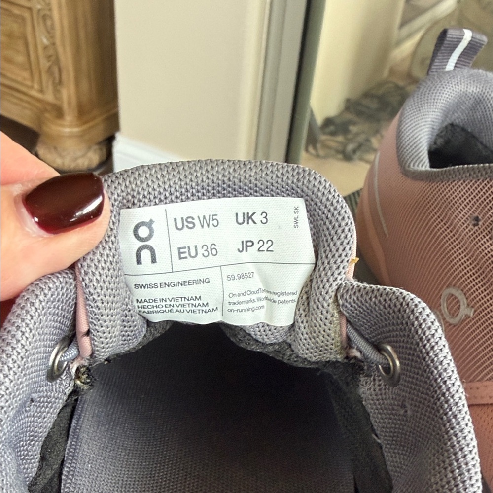 On Running Blush and Charcoal Sneakers - Picture 7 of 8